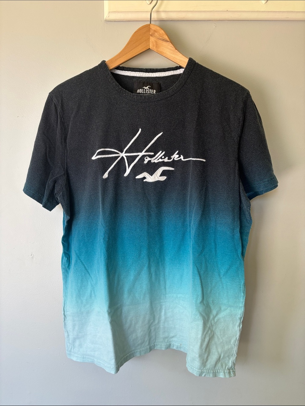 Hollister Ombre Script Logo T-Shirt Men's Size Extra Large (XL)